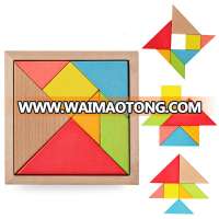 Customized burlywood children toy wooden tangram puzzle educational toys