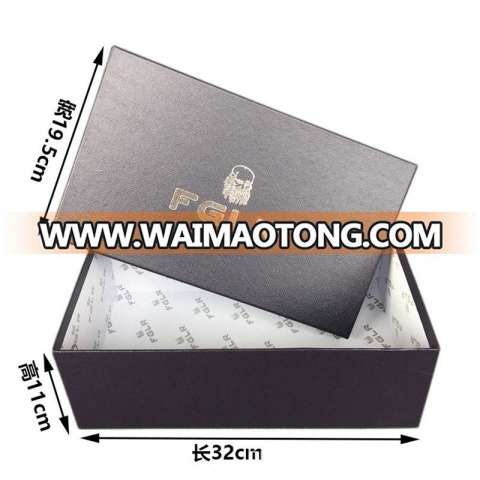 Wholesale Custom Printed Black Rigid Materials Cardboard Gift Shoe Box with Lid